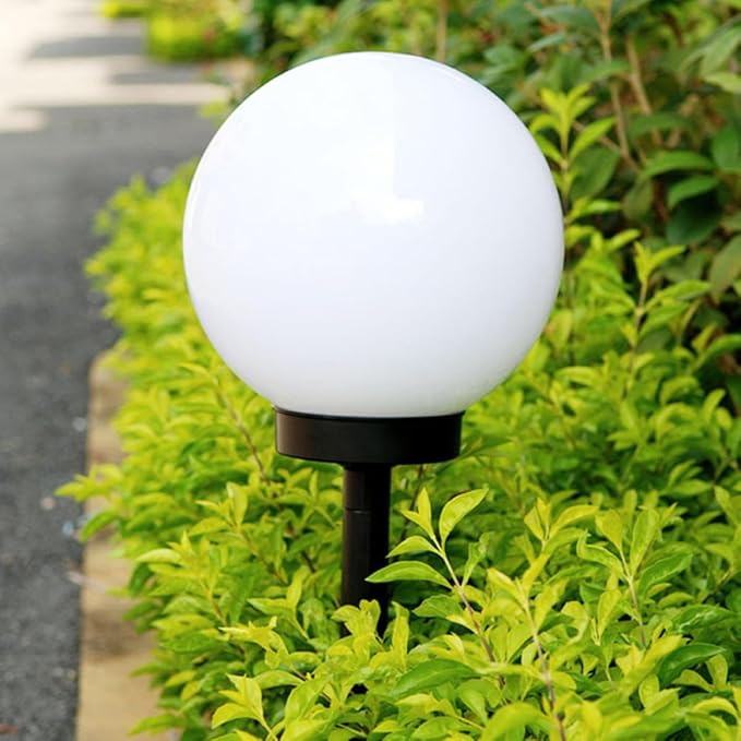 GALPADA 4pcs Solar Path Lights Outdoor White Glow Bubble Shaped Lawn LED Sphere Lights with Solar Panel for Garden Landscape Lighting