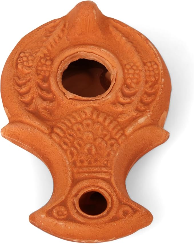 Christian & Jewish Holy Land Oil Lamp with Widow’s Mite Coin – Unique Handmade Gift of Faith