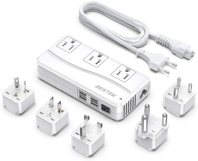 BESTEK 220v to 110v Voltage Converter, US to Europe Converter for Hair Straightener/Curling Iron, 250W Power Converter for European Travel, (EU/UK/AU/JP/India/South Africa Universal Plug Adapter)