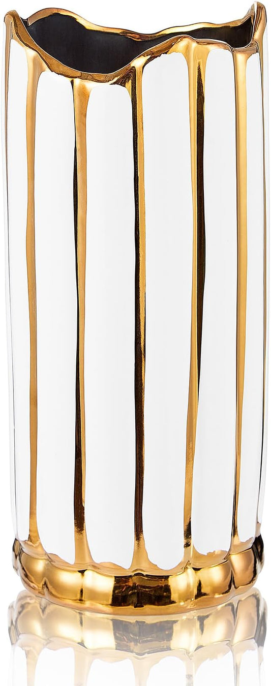 White Ceramic Flower Vase, Modern Home Decor, Large for Pampas Grass