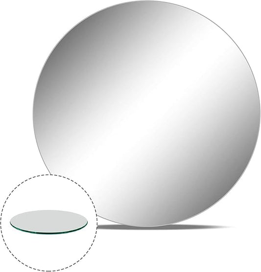 WGVI WGV Round Mirror Plate Sets Bulk 14" Diameter, 4.5 mm Thickness, Frameless Sanded Edges, Quality Thick Candle Tray, Home Event Party Wedding Table Centerpiece Wall Decor, 12 Pieces