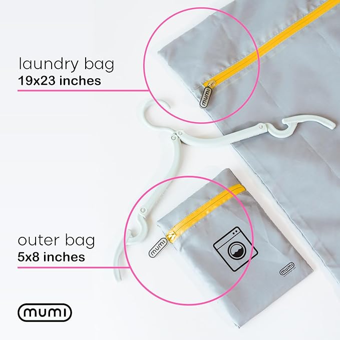 Mesh Laundry Bags for Delicates – MUMI Travel Laundry Bag with Hanger & Pouch | Large Lingerie Wash Bag for Washing Machine, Baby Clothes, Gym & Travel | Odor-Resistant Laundry Mesh Bag - Yellow