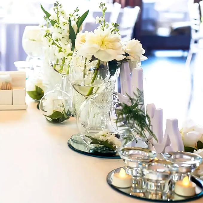 16Pack Round Mirror Centerpieces for Table Decorations, 12inch Circle Mirror Trays Plates for Centerpieces, Circle Mirror Candle Plates for Centerpieces Table Wedding Party Decorations
