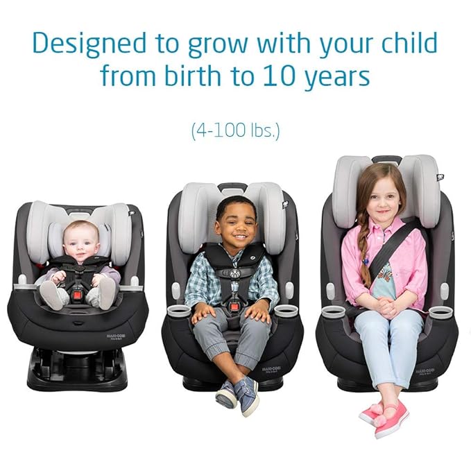 Maxi-Cosi Pria All-in-One Convertible Car Seat, Rear Facing Car Seat for Infants from 4-40 lbs, Forward Facing Car Seat up to 100 lbs in Booster Seat Mode, Midnight Slate