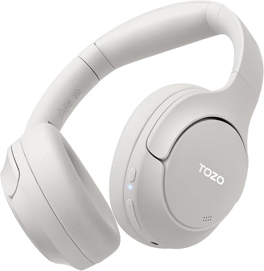 TOZO HT2 Hybrid Active Noise Cancelling Headphones, Wireless Over Ear Bluetooth Headset, 60H Playtime, Hi-Res Audio Custom EQ via App Deep Bass Comfort Fit Ear Cups, for Home Office Travel