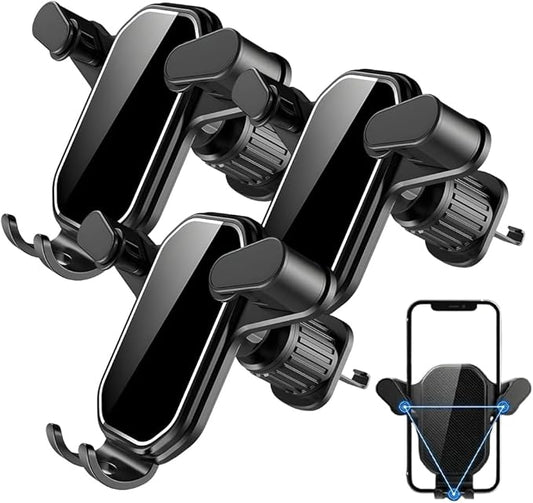 PVZXR Air Vent Car Phone Mount Holder,2026 New Wider Clamp & Metal Hook Car Phone Holder Vent [Thick Cases Friendly] Phone Holders for Your Car Mount Automobile Hands Free Cradle Air Vent (A-3PCS)
