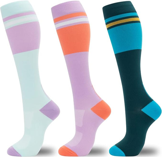 fenglaoda Compression Socks for Women Men 3 Pairs Graduated Compression Support Circulation Socks for Nurses