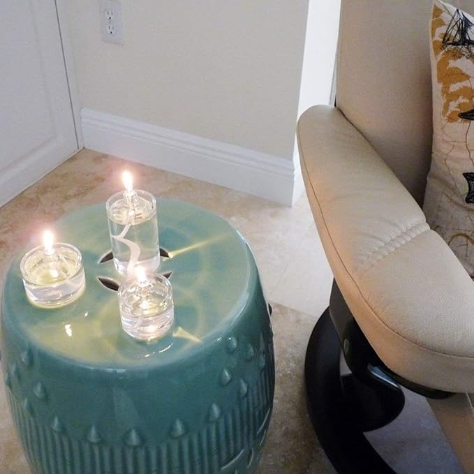 Firefly Fuels Refillable Glass Oil Candle - 3 oz Liquid Candle for Indoor Use, Outdoor Events, Emergency Lighting - Clean Burning with Wick and Holder Included. Use with Liquid Paraffin or Lamp Oil