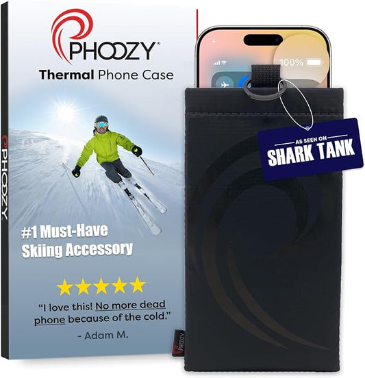 PHOOZY Apollo II Thermal Phone Case Cold Weather Insulated Pouch | Extends Battery Life 4X | NASA Tech Skiing Snowboard Accessories | Military Grade | Medium - Black