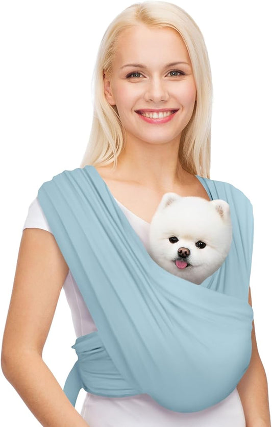 AnccoPlus Dog Carriers for Small Dogs, Front Facing Dog Sling Carrier, Hands Free Cat Carrier, Size Adjustable, Reducing Back Pain, Premium Cotton, Safe and Soft Dog Carrier (Regular, Baby Blue)