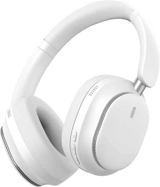 Hybrid Active Noise Cancelling Headphones, Over Ear Bluetooth 6.0 Wireless Headphones, 50H Playtime, Deep Bass, HiFi Stereo Sound（White）