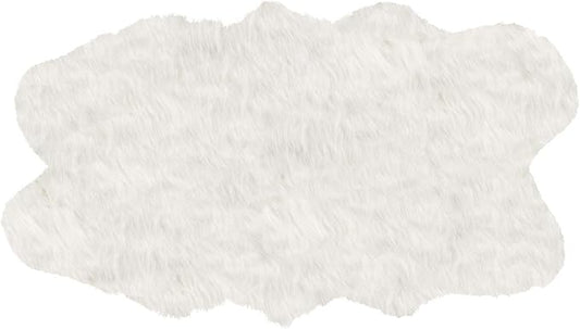 Luxe Gordon Faux Fur Rug with Soft and Fluffy Pile | Machine Washable Living Room Rug with Anti-Slip Backing | Cruelty-Free Area Rugs for Office or Bedroom, White, 4 ft x 6 ft