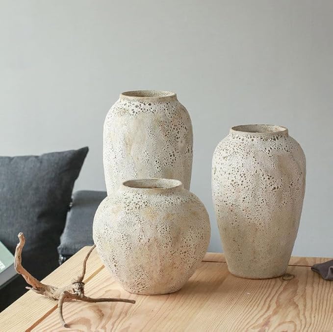 Rustic Ceramic Flower Large Vase, Vintage Floor Tall Vase Farmhouse Decor for Living Room Entryway Table Centerpieces, Kitchen, Wedding, Gifts
