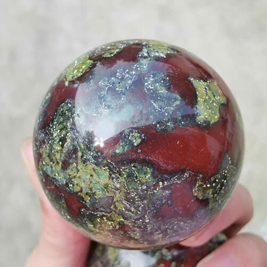 1pc Natural Dragon Blood Stone Ball Quartz Crystal Sphere 45mm+ Decor Healing
