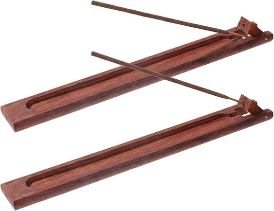 2Pcs Wood Incense Holder for Sticks 9.8" Wood Incense Burner Holder Stick Holders with Catcher Wooden Stick Incenses Burner with Adjustable Angle