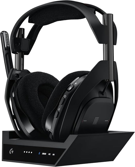 Logitech G Astro A50 X Multi-Platform Wireless Gaming Headset + Base Station for PS5/Xbox/PC: PLAYSYNC Video & Audio Switcher, HDMI 2.1 4K 120Hz VRR, <24bit/48kHz, 24hr Battery, 2.4GHz & BT - Black