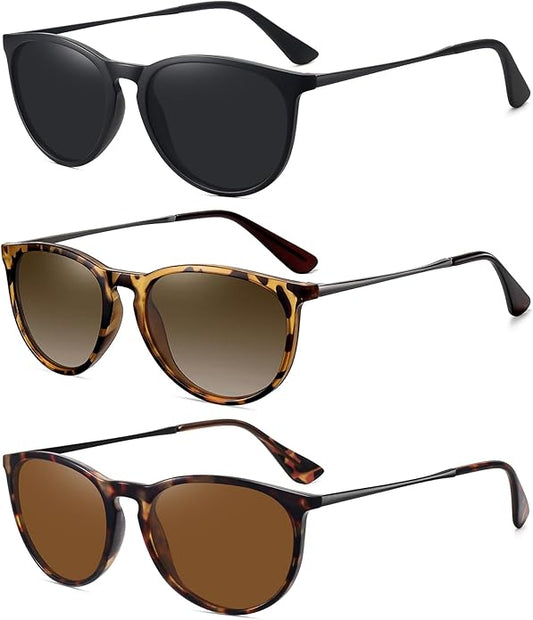 Retro sunglasses womens 2024 trendy round classic glasses