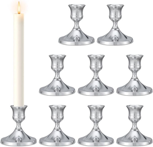 Candlestick Holders Taper Candle Holders, 9PCS Silver Candle Holder Set for Table Centerpiece, Vintage Candle Stand for Table Centerpieces, Home Decor,Weddings,Festival and Parties (9, Silver)