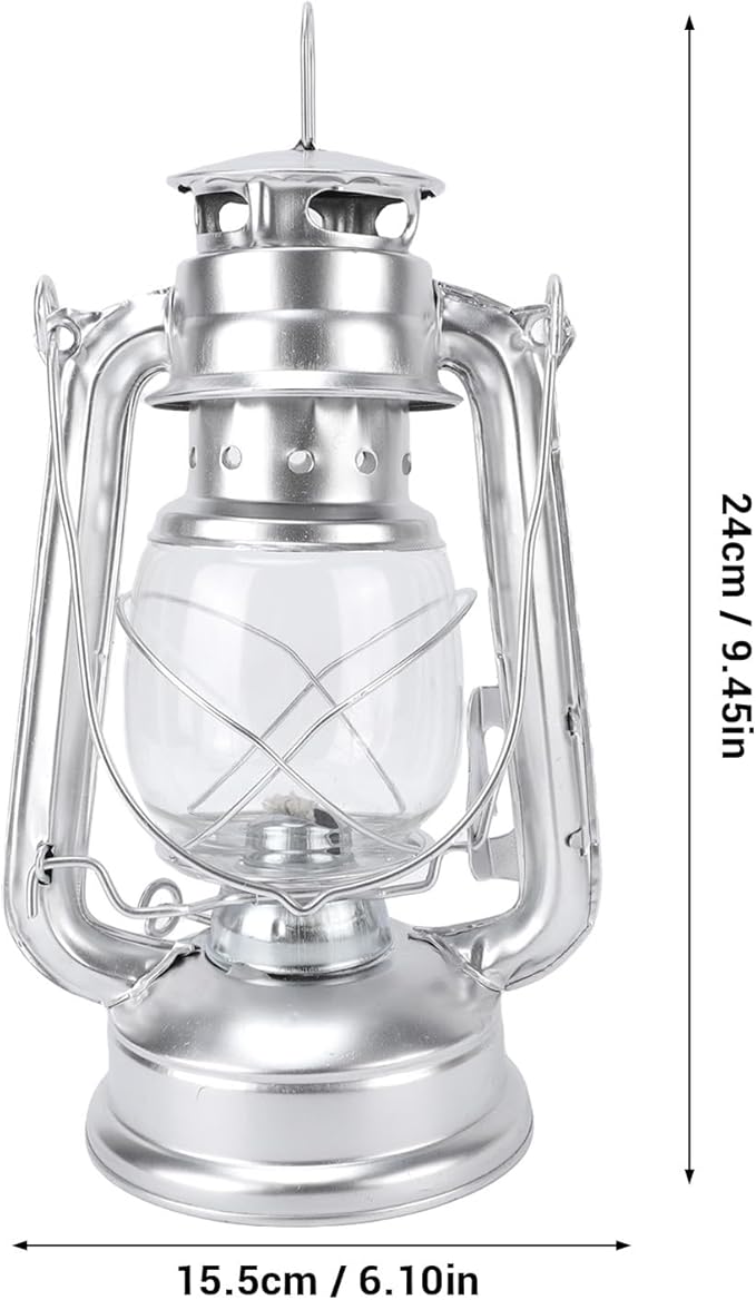 Diydeg Kerosene Lantern, Retro Oil Lamp with Large Capacity Oil Tank and Wick for Indoor Outdoor Use, Vintage Hanging Iron Lantern for Camping Emergency Decoration