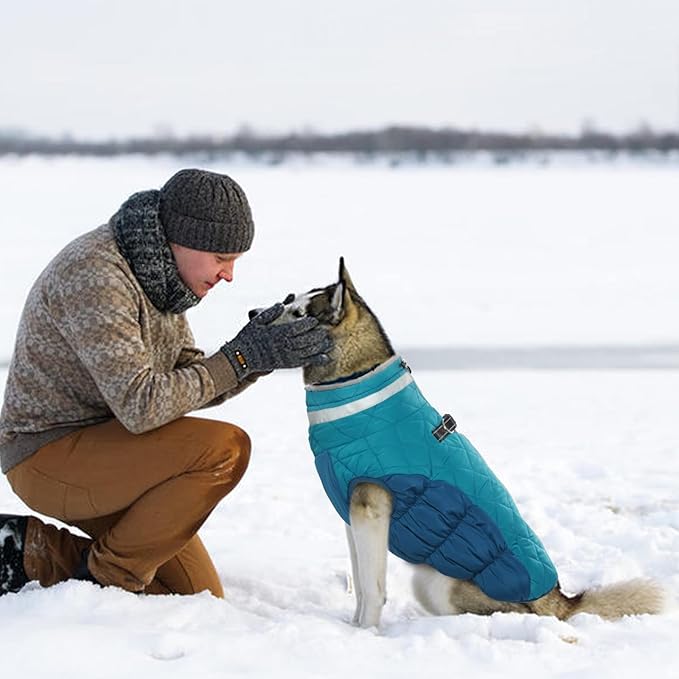 OUOBOB Dog Jackets for Large Dogs, Large Dog Winter Coat, Pet Cold Weather Coats, XXXL Pet Jacket with D-Ring, Waterproof Coat with Back Zipper,Snowsuit Labrador German Shepherd Doberman,XXXL