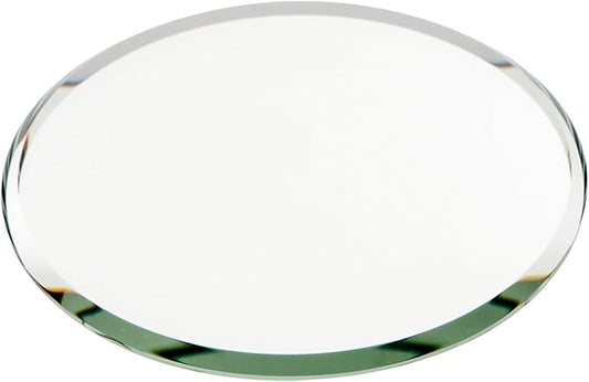 Plymor 3" Round, 3mm Thick Beveled Glass Mirror Circle, Pack of 24