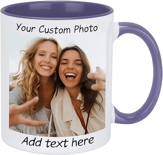 G9W168 Custom Coffee Mug, Customizable Coffee Cups with Pictures Personalized Ceramic Mug for Gifts Novelty Personalized Mugs for Friends (Purple)