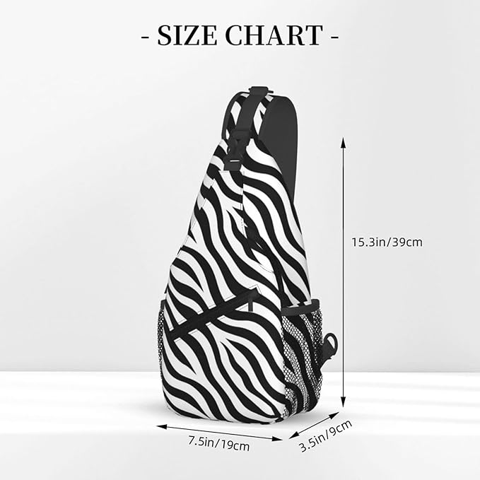 QFXUYNG Zebra Print Adult Sling Bag Unisex Chest Bags Crossbody Backpack Casual Daypacks Shoulder Bag for Women Men Cycling Hiking Travel