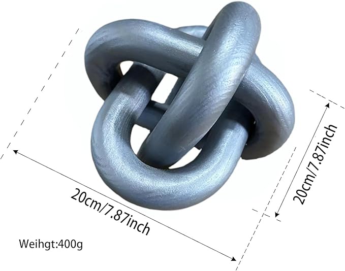 Wood Knot Chain Link Decor - 3 Link Boho Wooden Hand Carved Decorative Wooden Links Knots for Coffee Table Entryway Modern Farmhouse Shelf Decoration (Sliver)