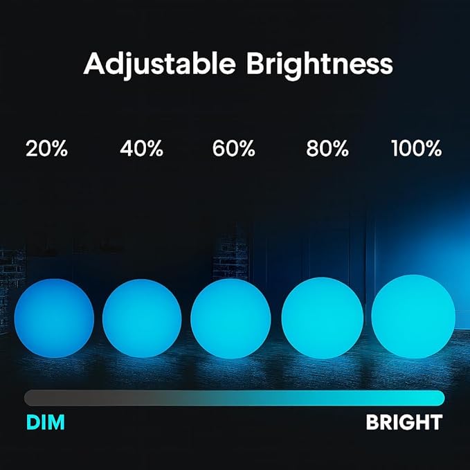 Vandue Color-Changing LED Light Ball – Rechargeable Glow Sphere with Remote – IP65 Waterproof RGB Night Light for Indoor/Outdoor, Pool, Garden, Party & Decor (12 Inch)