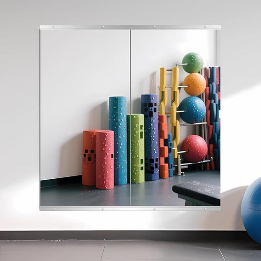 Ruomeng Home Gym Mirror, 48''x24''x2PCS Full Length, Large Frameless Body Mirror Tempered Glass for Gym, Workout, Yoga, Garage, Dance Studio