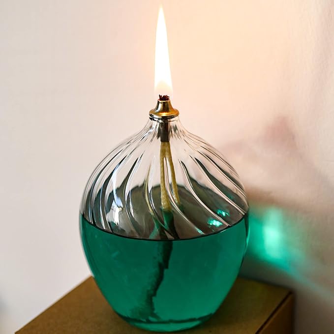 Refillable Liquid Petite Glass Oil lamp, Sturdy Borosillicate Glass Oil Candle, Unique Internal Thread Appearance for Fine Dining & Restaurants or Home
