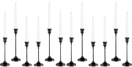 Candlestick Holders, 6PCS Metal Taper Candle Holder, Black Candle Holders for Candlesticks, Candle Holder for Wedding Fireplace Mantel Housewarming Gift (Pack of 2)