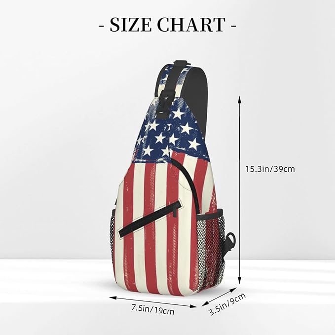 American Flag Sling Bag Multipurpose Crossbody Sling Backpack Travel Cycling Hiking Shoulder Bag For Women Men
