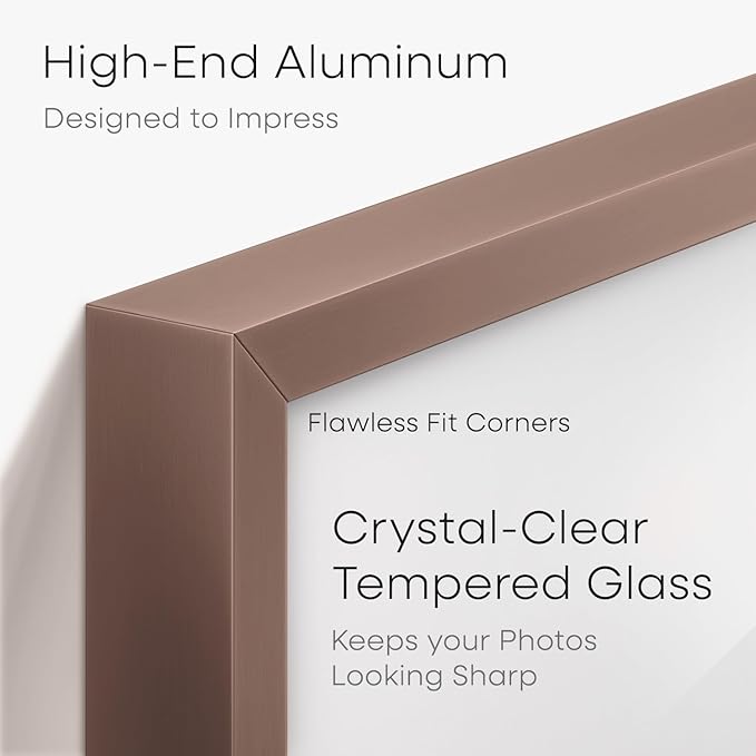 Homeforia 6x8 Picture Frame Mocha, High End Metal 6 x 8 Mocha Frames with Mat 5 x 7 for Art, 8x6 Desk Frame Matted to 5x7 inch Photo, 6 by 8 Wall or Tabletop Frames, Tempered Glass, Wall Kit, Set of 1