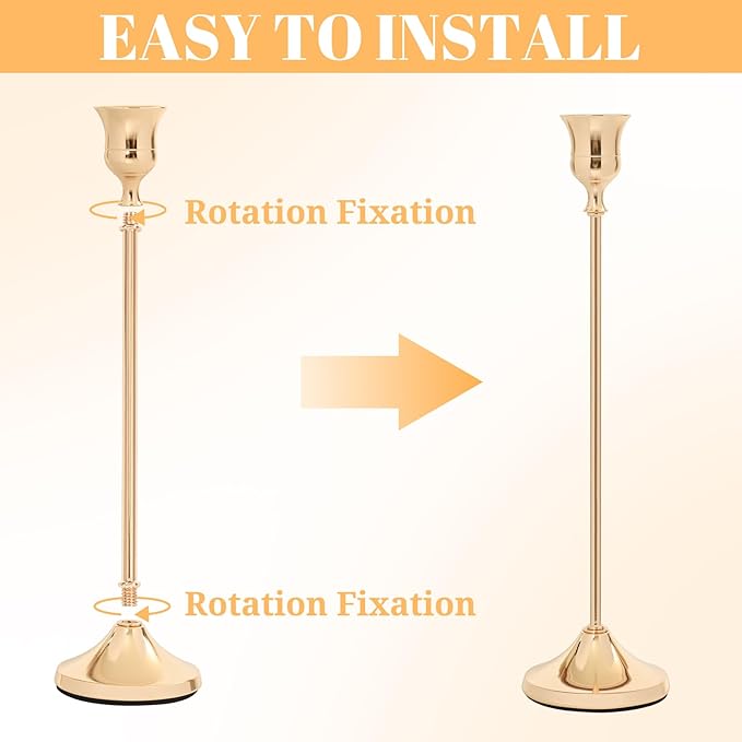 Candlestick Holders 45 PCS, Metal Taper Candle Holder, Gold Candle Holders for Pillar Candles, Vintage Dining Table Centerpiece Decorations for Wedding Party Christmas Halloween Decor