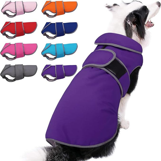 MIGOHI Warm Dog Coat Winter Dog Jacket,Waterproof Cold Weather Coats for Dogs,Fleece Jacket for Small Medium Large Dogs,Reflective Thick Fleece Vest with Leash Hole