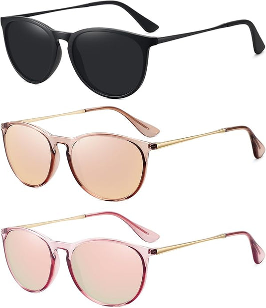 Retro sunglasses womens 2024 trendy round classic glasses