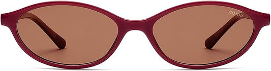 SOJOS TR90 Ultra Light Flexible Sunglasses for Women Retro Oval Polarized Cat Eye Vintage Shades UV400 Protection Comfort Fit