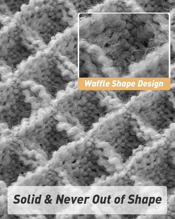 AMOAMI Upgraded Waffle Bath Mat, Super Absorbent Non Slip Bath Mats for Bathroom Floor, Machine Washable Bathroom Rugs with Tassels, Rubber Backed Bathroom Mats, Ultra Soft, 17" x 24", Grey