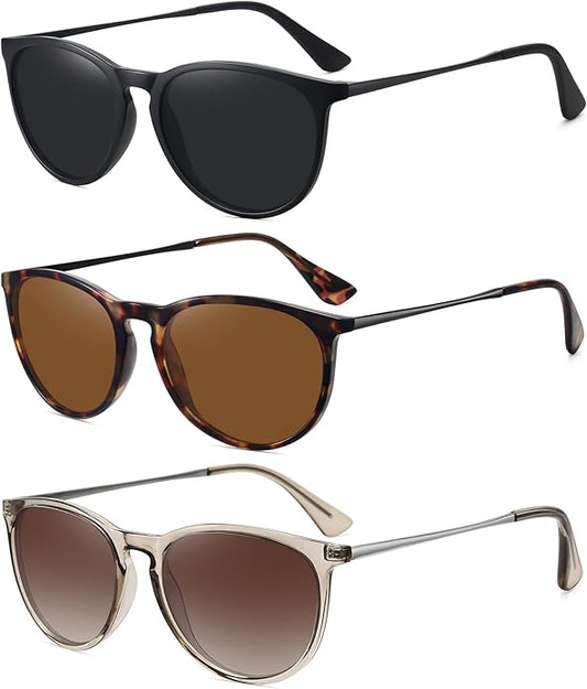 Retro sunglasses womens 2024 trendy round classic glasses