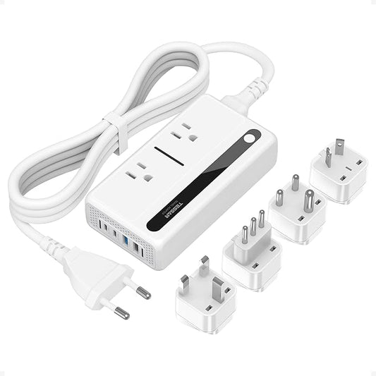220V to 110V Voltage Converter US to Europe, TESSAN 250W Universal Travel Adapter with 4 USB Ports QC 3.0 PD 36W and EU/UK/AU/IT/India International Power Adaptor, Converter for European Travel