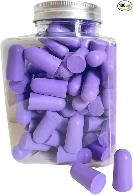 Fan Wu Soft Foam Earplugs 50 Pairs – 32dB Noise Reduction for Sleeping, Travel & Work | Slow Rebound Comfort Fit | Latex-Free Hearing Protection | Purple Color | Standard Size