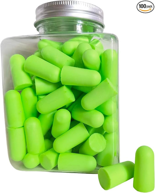 Fan Wu Soft Foam Earplugs 50 Pair,32dB Highest NRR for Noise Reduction,Safety Hearing Protection Ear Plugs for Eliminate The Noise,Contoured for Comfort Slow Rebound,Tapón para el oído (GREEN, NORMAL)