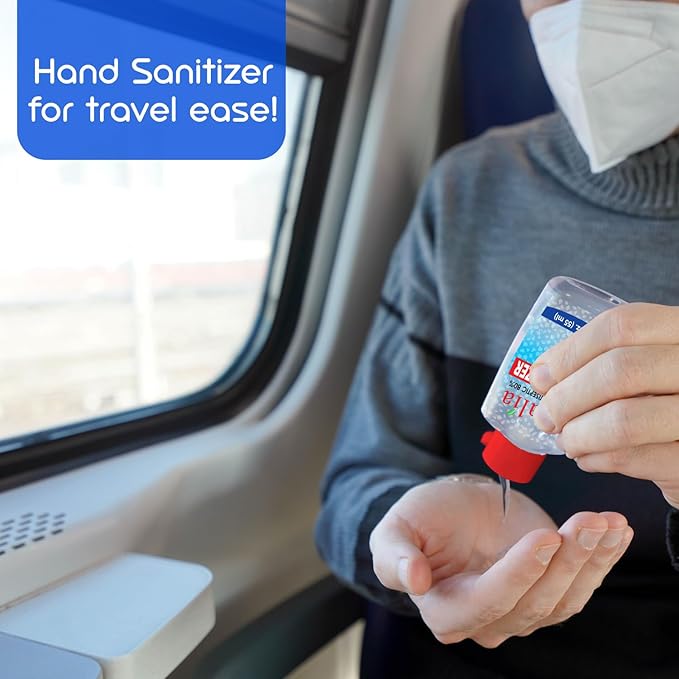 Latalia Mini Hand Sanitizer Travel Size Pack of 96 | 1.85 fl oz with 80% Alcohol Small Hand Sanitizer Bulk For Non-Sticky, Unscented, Gentle & Fresh Hands Anytime