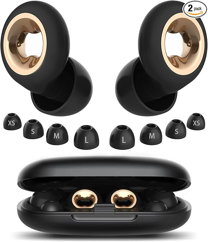 Ear Plugs for Sleeping 45DB Noise Cancelling: Ultra-Comfy Reusable Noise-Reducing Earplugs for Concerts & Travel & Snoring-Silicone Hearing Protection Earbuds with 8 Eartips - Black