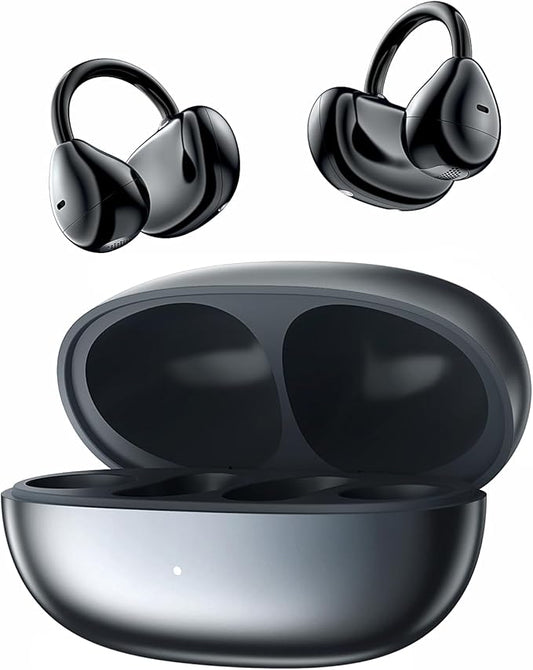 Open Ear Clip on Earbuds Wireless Bluetooth 6.0 Wireless Clip On Earbuds Charging Case 80 Hours Playtime Sport Earphones Built-in Mic IPX7 Waterproof for Running Fitness