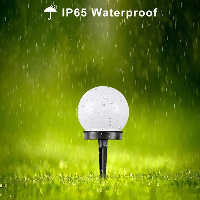 GALPADA 4pcs Solar Path Lights Outdoor White Glow Bubble Shaped Lawn LED Sphere Lights with Solar Panel for Garden Landscape Lighting