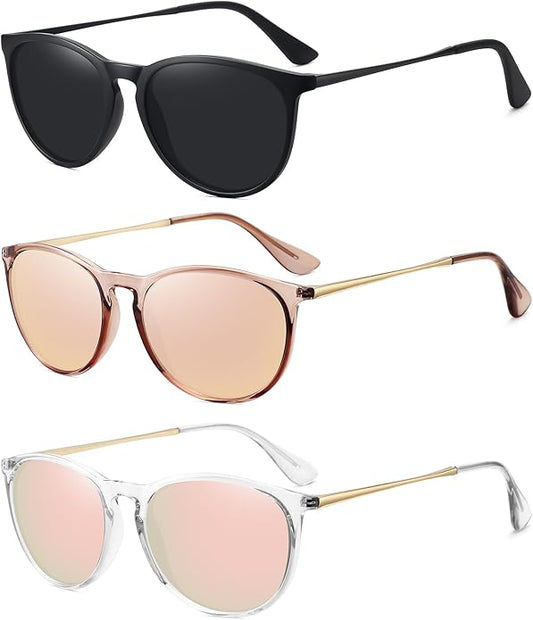 Retro sunglasses womens 2024 trendy round classic glasses