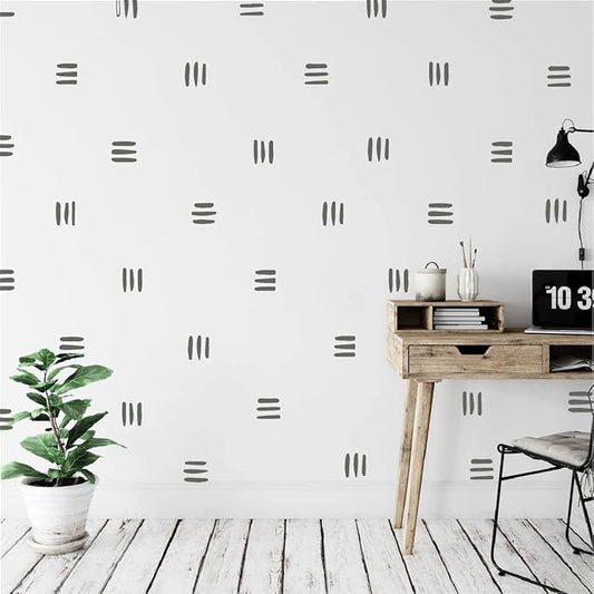 120pcs Modern Line Wall Stickers Boho Nursery Kids Living Room Scandinavian Home Décor Self-Adhesive Murals Vinyo DIY Gift YT5037 (Grey)