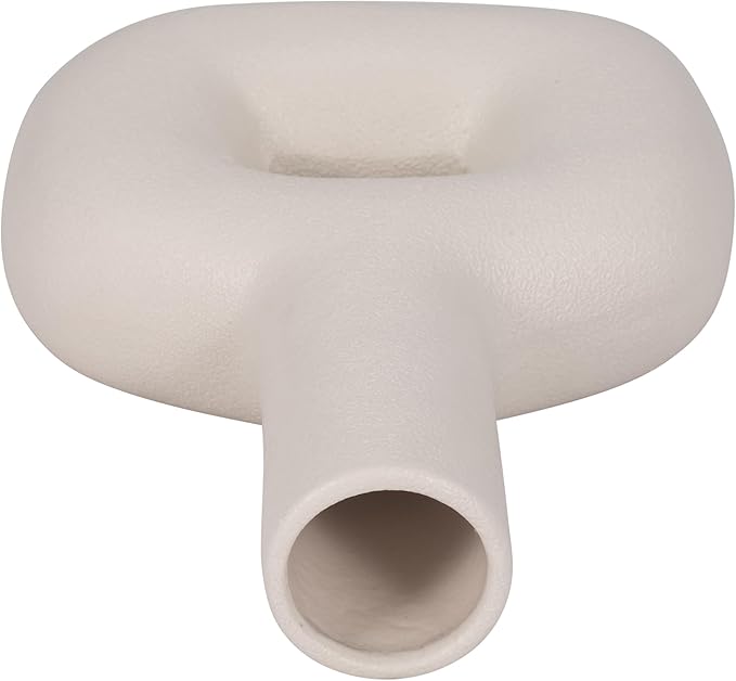 Decorative Flower Vase for Home Decor – Ceramic Modern Flower Vase With Open Cut Design, Stylish Table Centerpiece for Living Room or Entry Display, Modern for Faux Flowers and Greenery – 8", Ivory